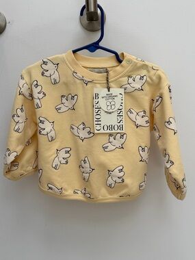 Bobo Choses Soft Yellow Organic Cotton Sweatshirt with Bird Print